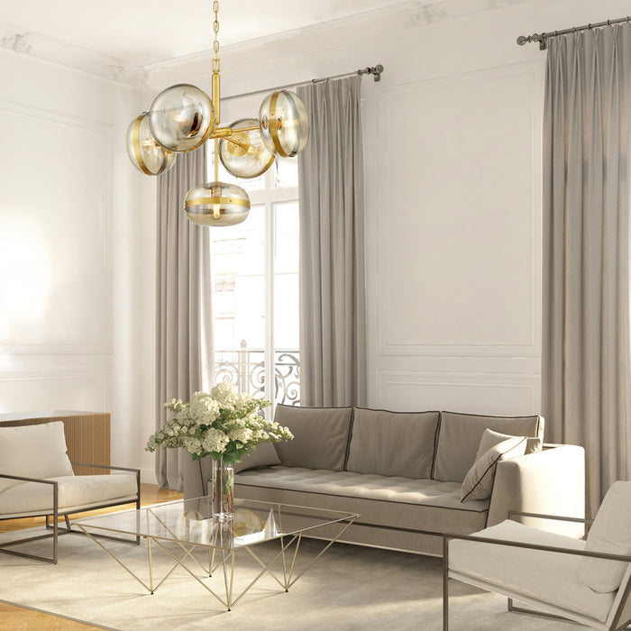 Eurofase 38129-018 Five Light Chandelier, Brass