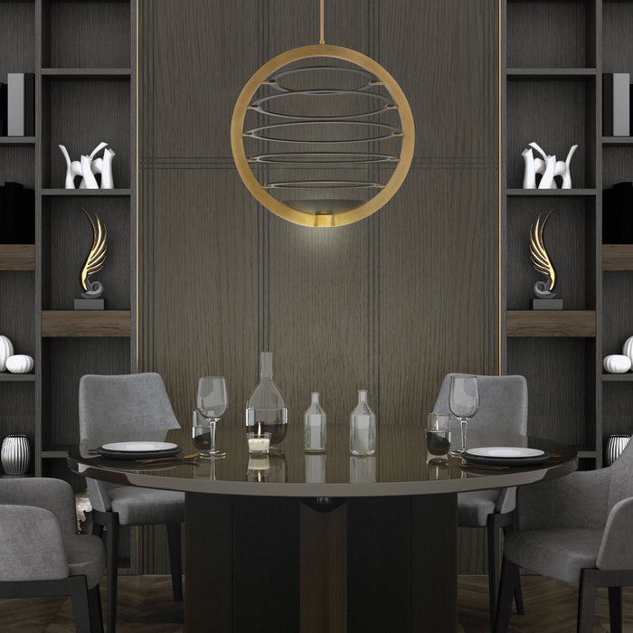 Eurofase 38152-016 LED Chandelier, Brass/Black