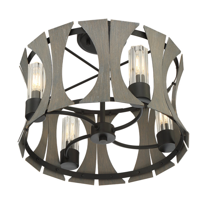 Eurofase 38162-015 LED Semi Flush Mount, Matte Black W/ Grey Wood