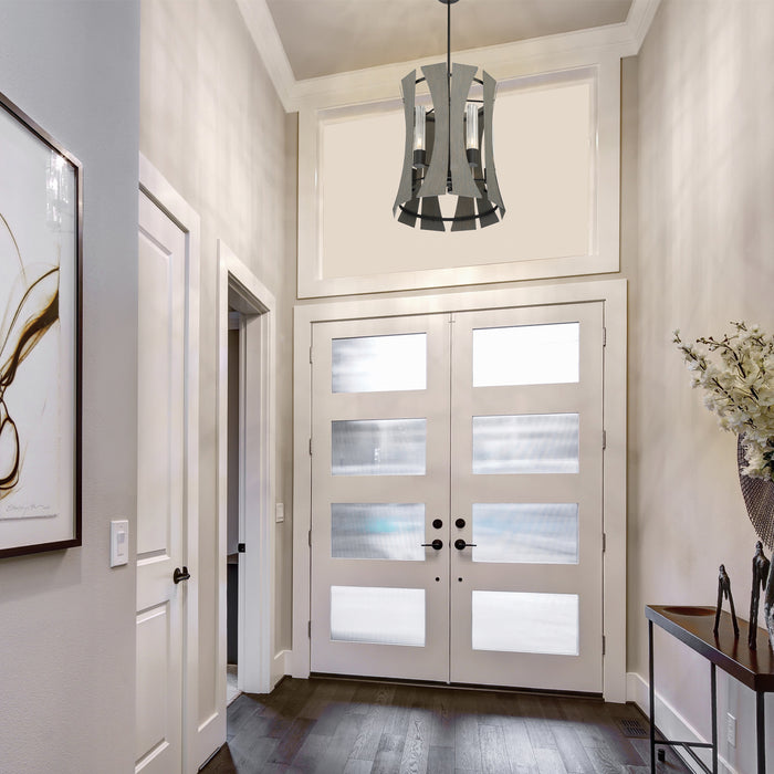 Eurofase 38163-012 LED Pendant, Matte Black W/ Grey Wood