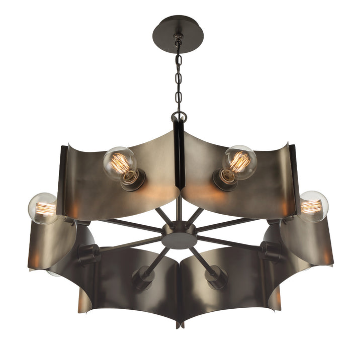 Eurofase 38428-012 Eight Light Chandelier, Vintage Nickel