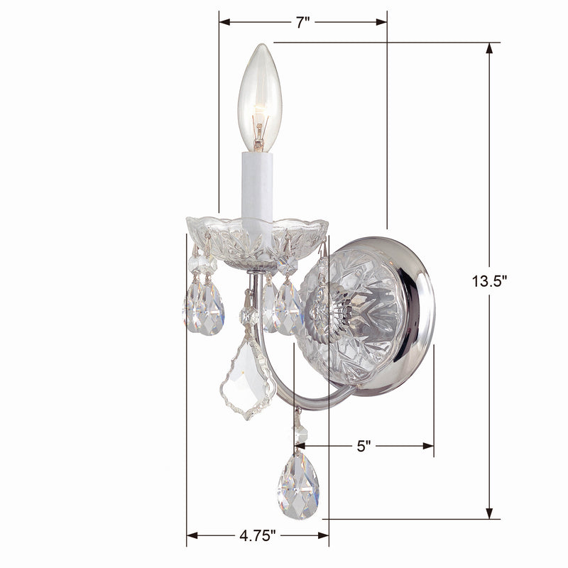 Crystorama 3221-CH-CL-I One Light Wall Sconce, Polished Chrome