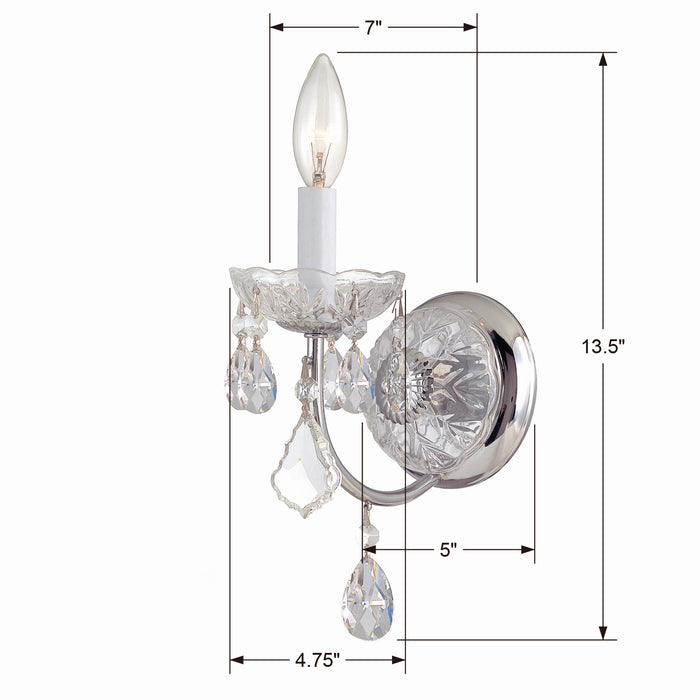 Crystorama 3221-CH-CL-I One Light Wall Sconce, Polished Chrome