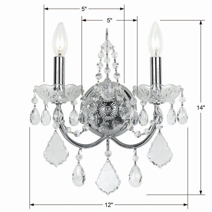 Crystorama 3222-CH-CL-I Two Light Wall Sconce, Polished Chrome
