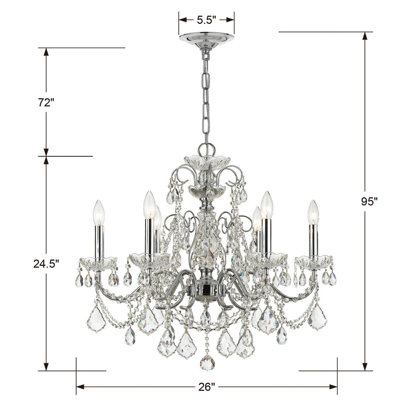 Crystorama 3226-CH-CL-I Six Light Chandelier, Polished Chrome