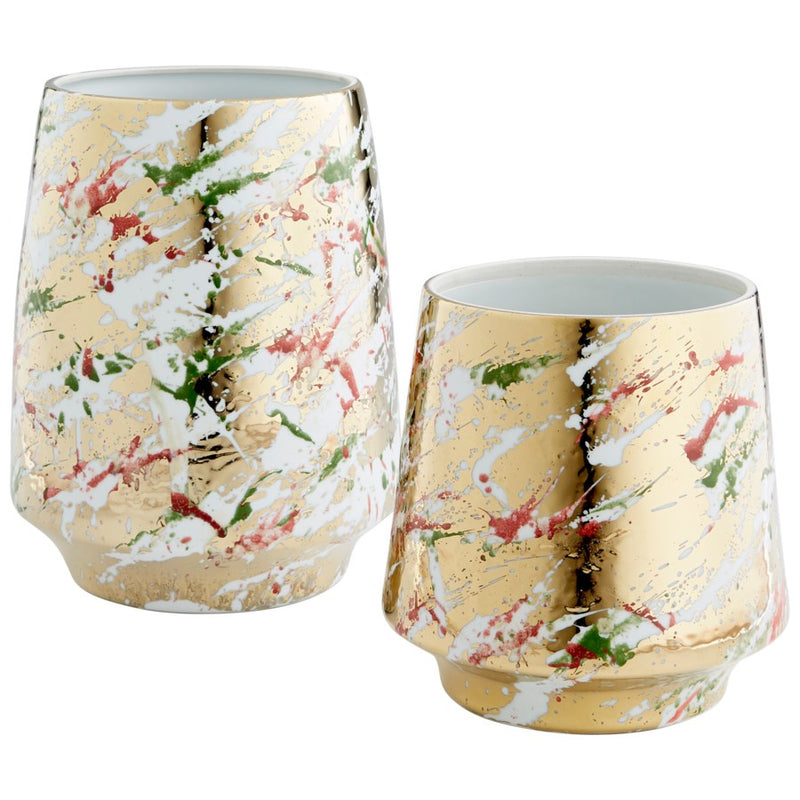 Cyan 10809 Container, Multi-Color Glaze