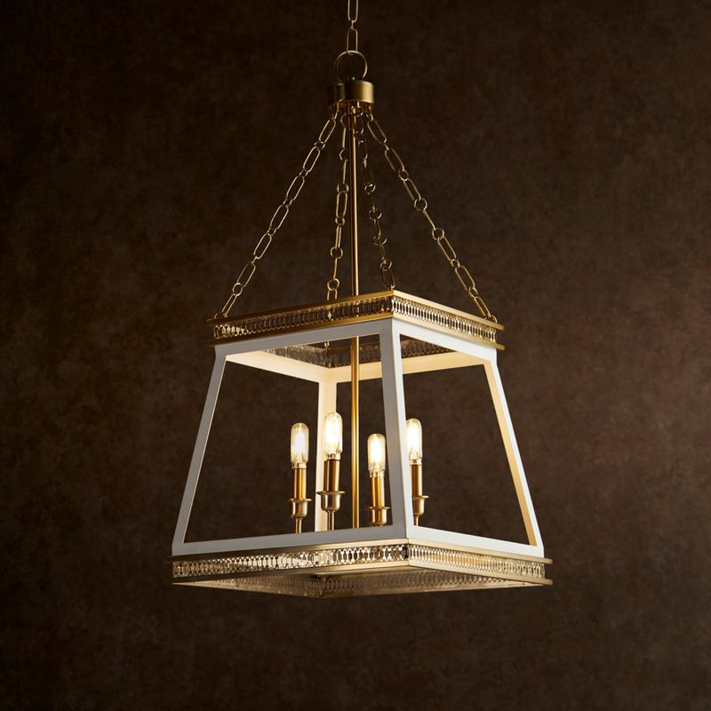 Cyan 10905 Four Light Pendant, White And Aged Brass