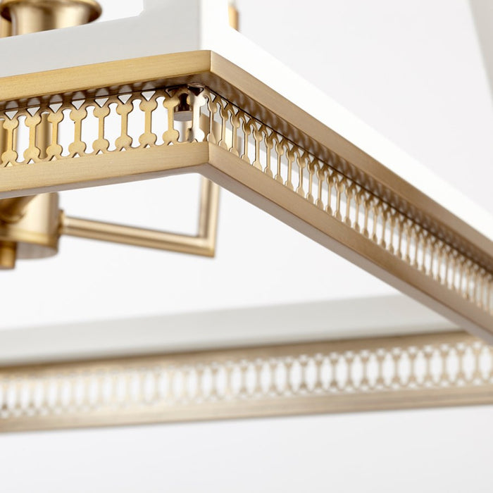 Cyan 10905 Four Light Pendant, White And Aged Brass