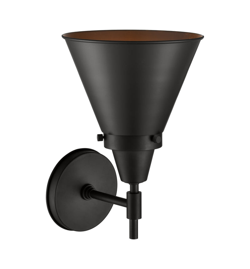 Innovations 447-1W-BK-M13-BK One Light Wall Sconce, Matte Black