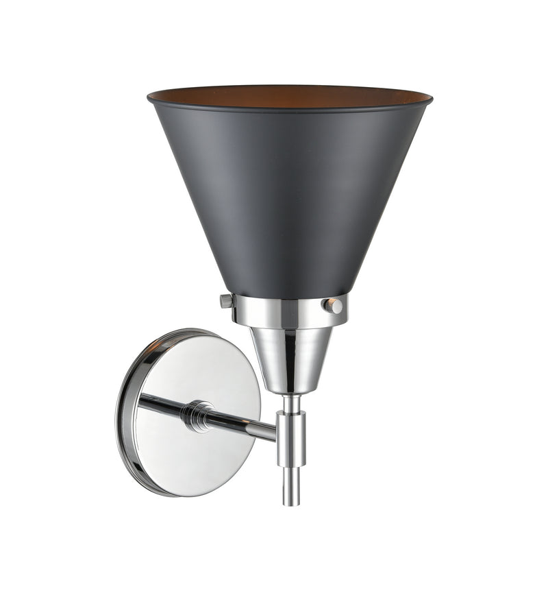 Innovations 447-1W-PC-M13-BK One Light Wall Sconce, Polished Chrome