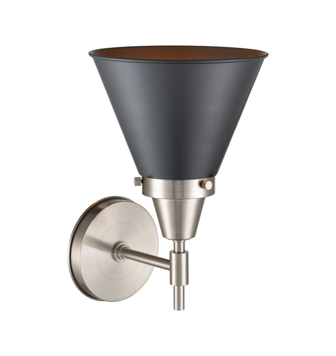 Innovations 447-1W-SN-M13-BK One Light Wall Sconce, Satin Nickel