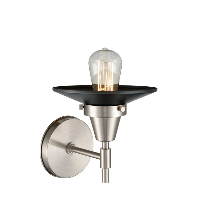 Innovations 447-1W-SN-M6-BK One Light Wall Sconce, Satin Nickel