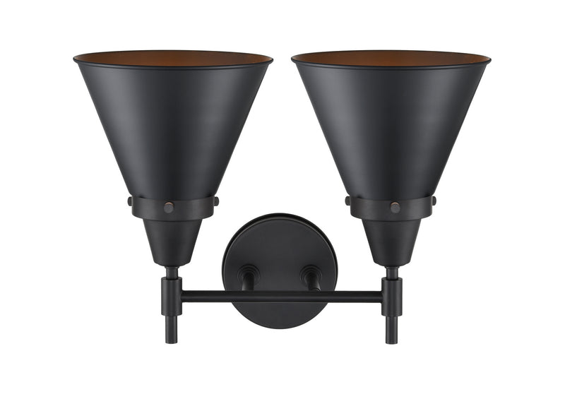 Innovations 447-2W-BK-M13-BK Two Light Bath Vanity, Matte Black