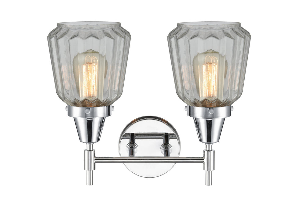 Innovations 447-2W-PC-G142 Two Light Bath Vanity, Polished Chrome