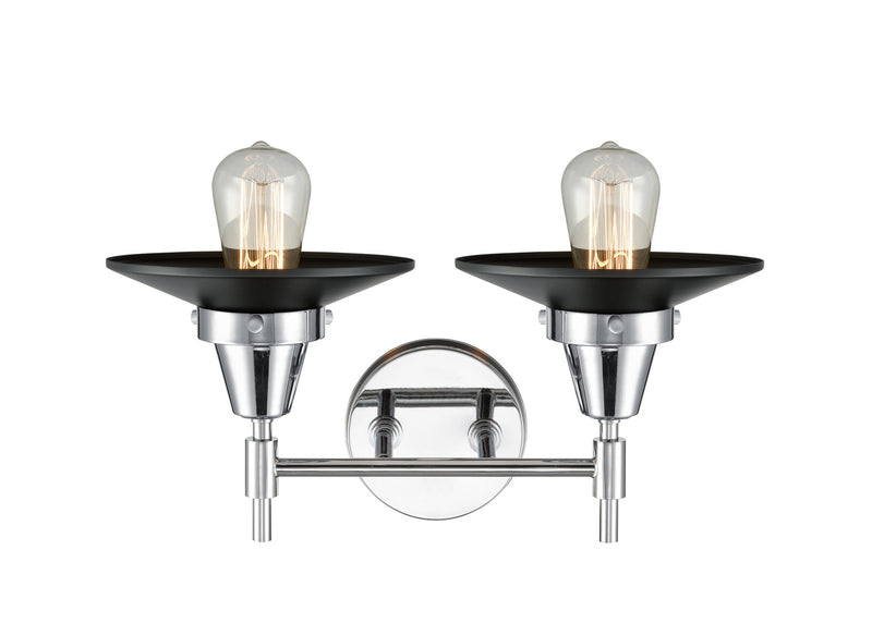 Innovations 447-2W-PC-M6-BK Two Light Bath Vanity, Polished Chrome