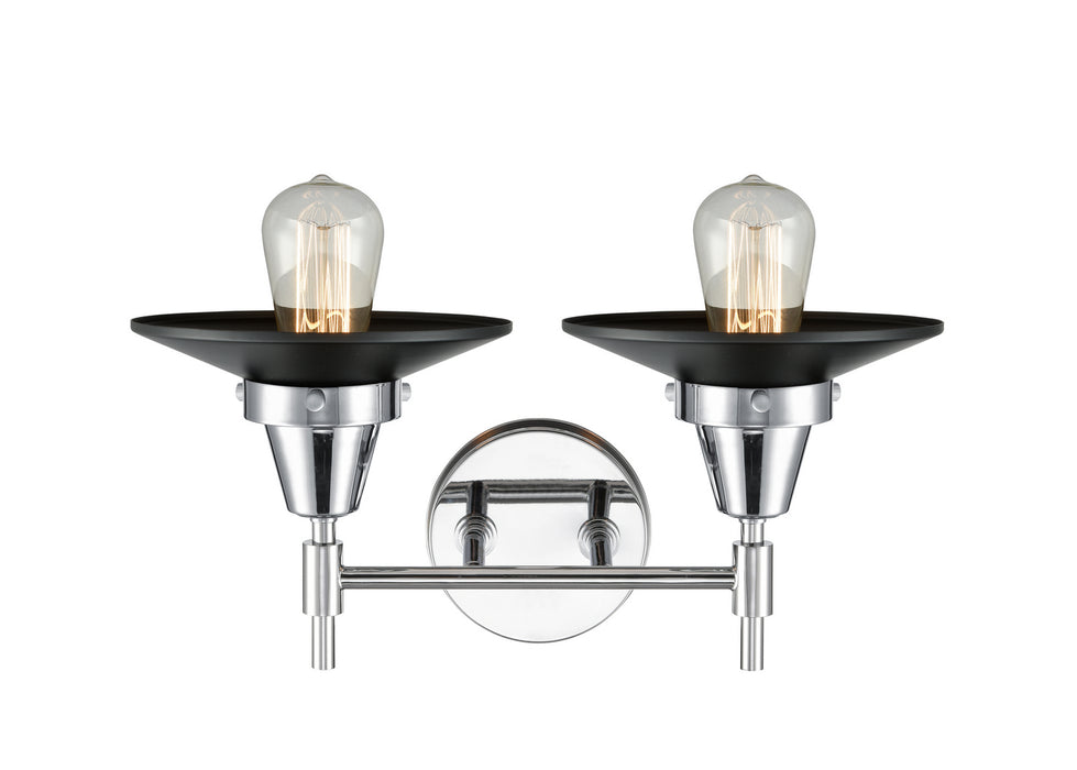 Innovations 447-2W-PC-M6-BK Two Light Bath Vanity, Polished Chrome
