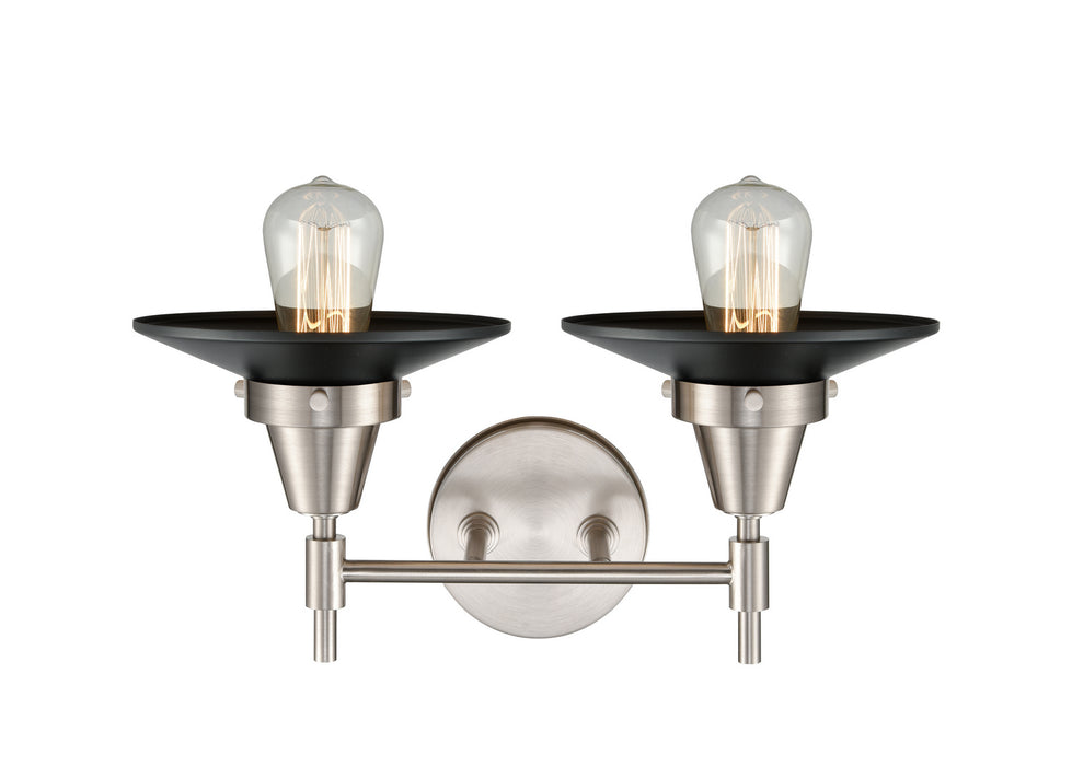 Innovations 447-2W-SN-M6-BK Two Light Bath Vanity, Satin Nickel