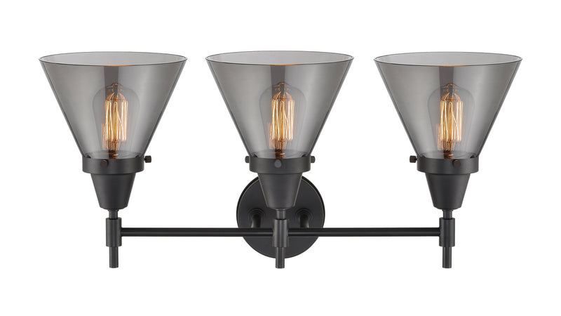Innovations 447-3W-BK-G43 Three Light Bath Vanity, Matte Black