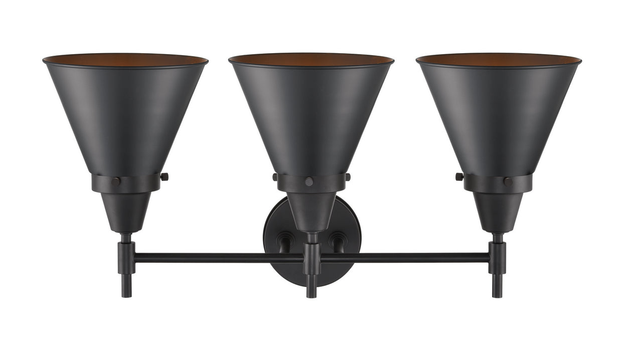 Innovations 447-3W-BK-M13-BK Three Light Bath Vanity, Matte Black
