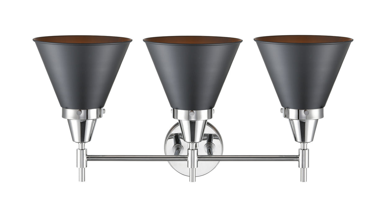 Innovations 447-3W-PC-M13-BK Three Light Bath Vanity, Polished Chrome