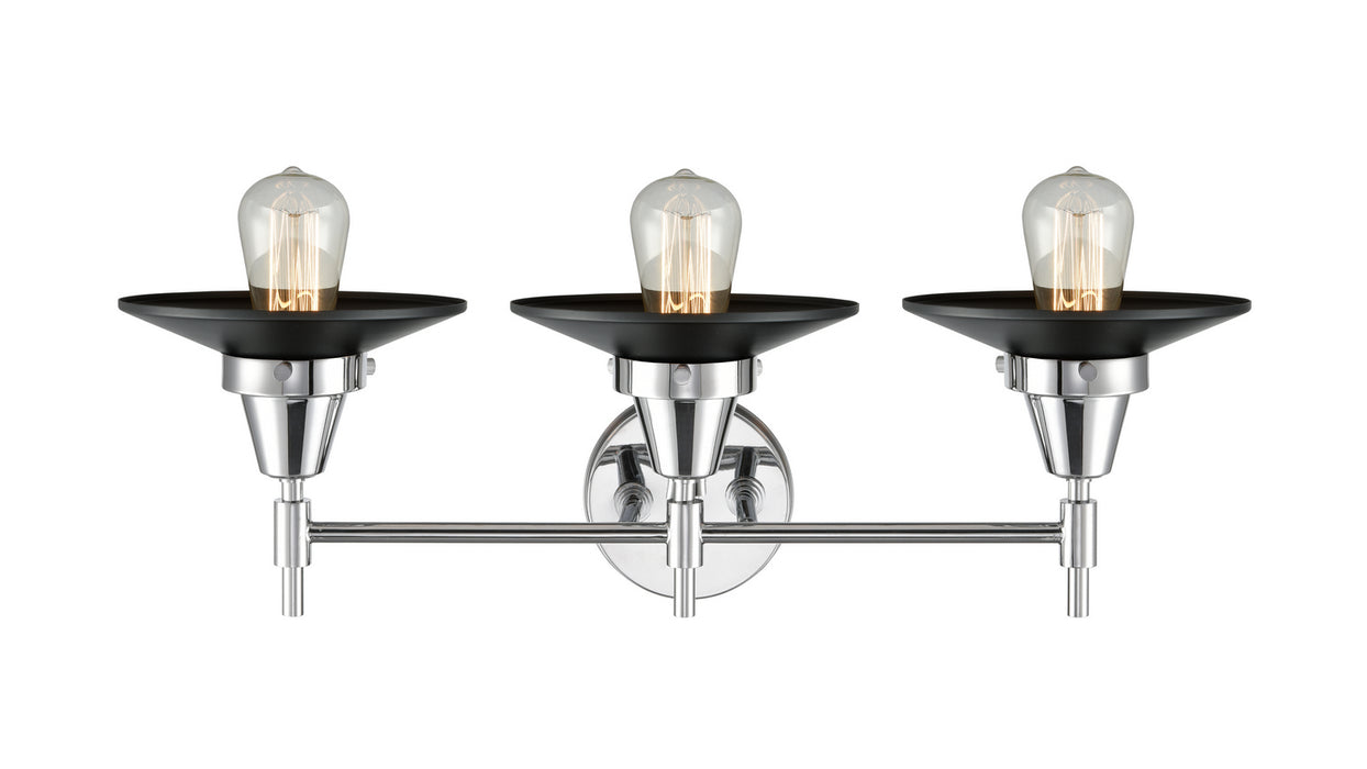 Innovations 447-3W-PC-M6-BK Three Light Bath Vanity, Polished Chrome