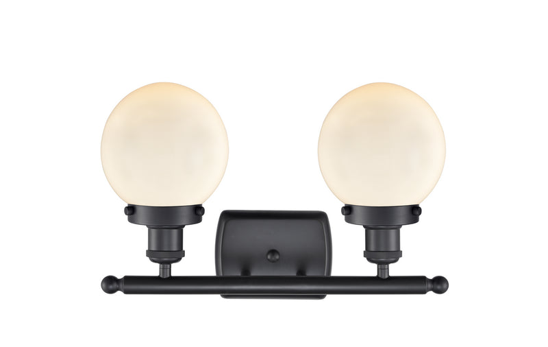 Innovations 916-2W-BK-G201-6 Two Light Bath Vanity, Matte Black