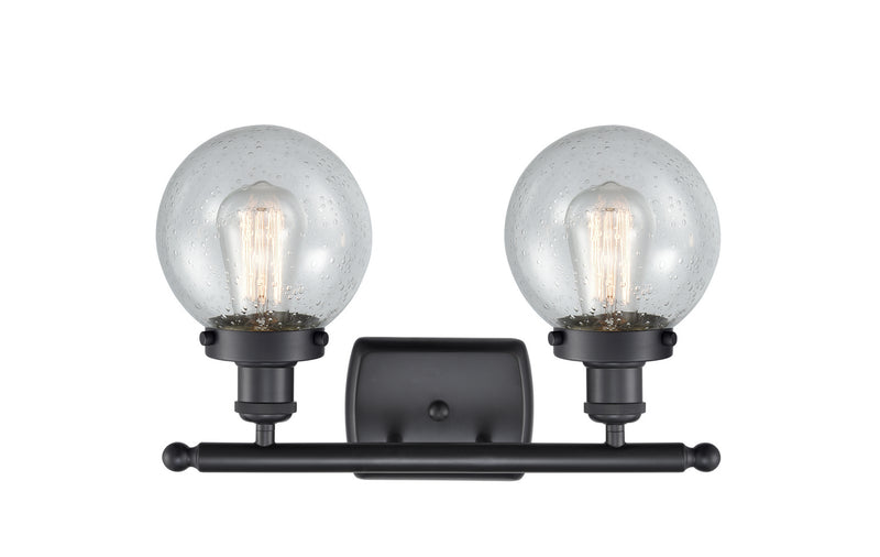 Innovations 916-2W-BK-G204-6 Two Light Bath Vanity, Matte Black
