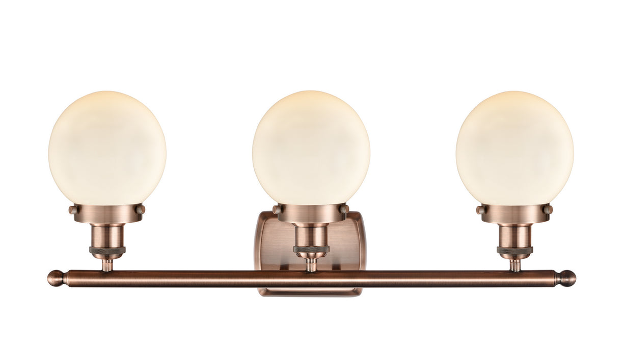 Innovations 916-3W-AC-G201-6 Three Light Bath Vanity, Antique Copper