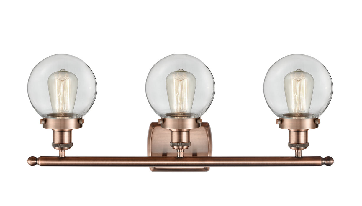 Innovations 916-3W-AC-G202-6 Three Light Bath Vanity, Antique Copper