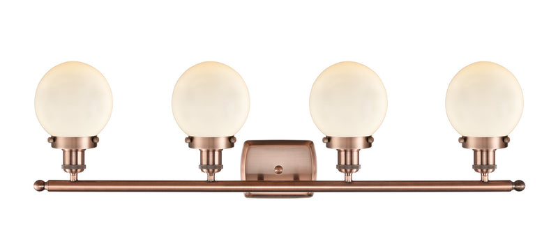 Innovations 916-4W-AC-G201-6 Four Light Bath Vanity, Antique Copper