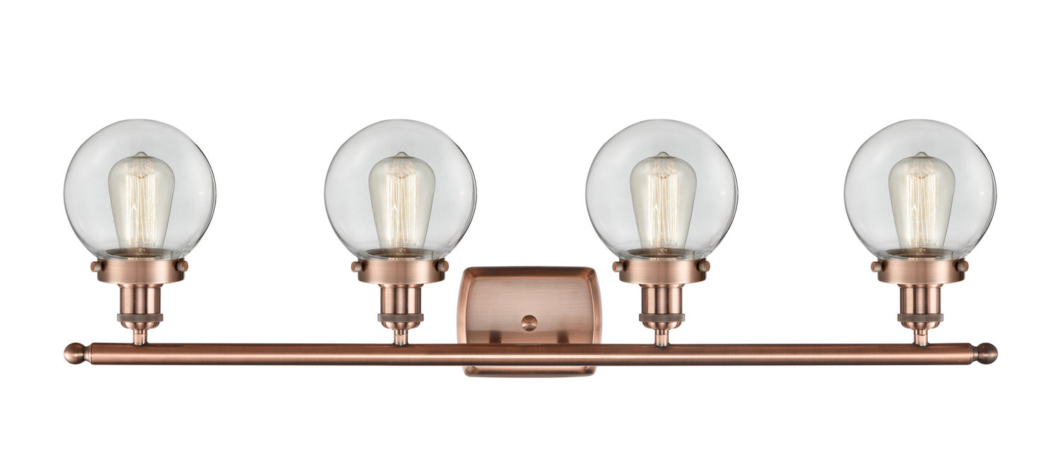 Innovations 916-4W-AC-G202-6 Four Light Bath Vanity, Antique Copper