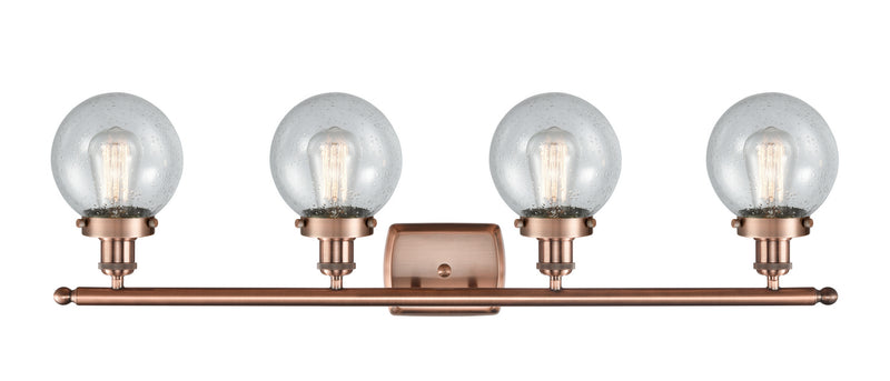 Innovations 916-4W-AC-G204-6 Four Light Bath Vanity, Antique Copper
