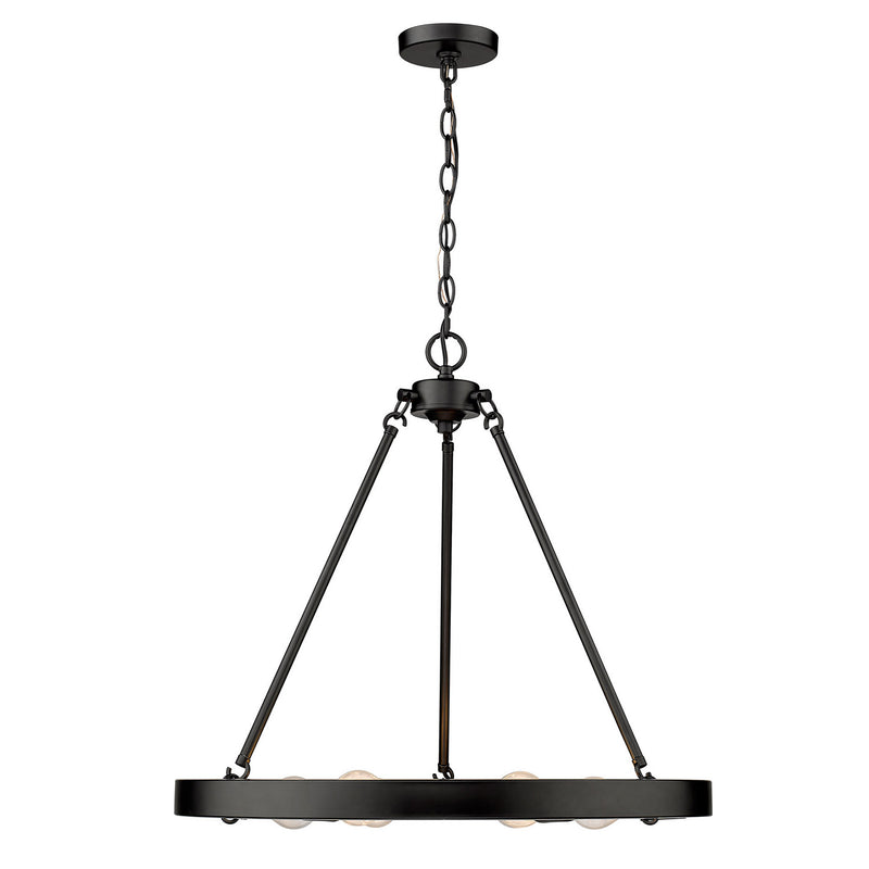 Golden 1019-6 BLK Six Light Chandelier, Matte Black