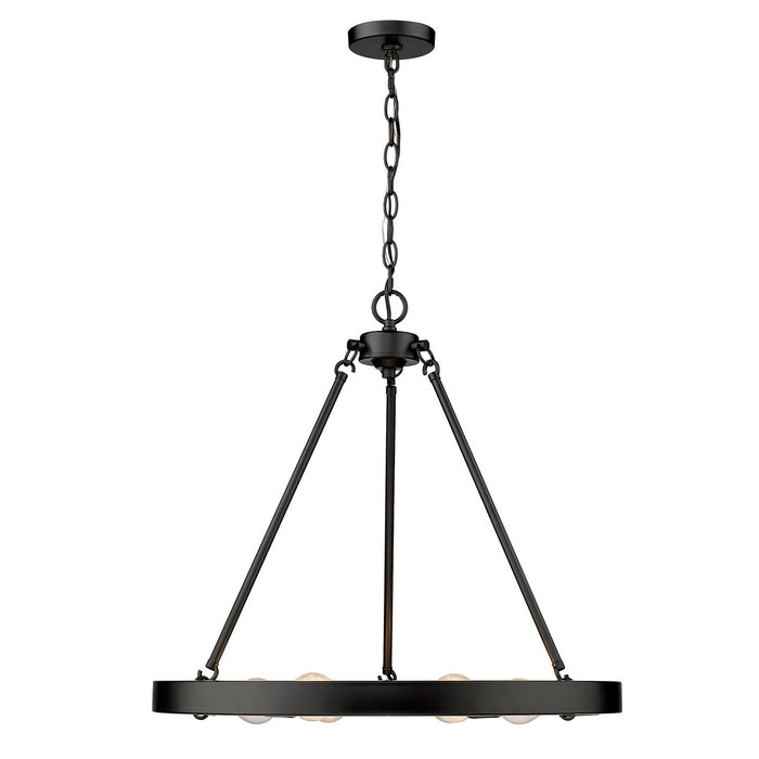 Golden 1019-6 BLK Six Light Chandelier, Matte Black