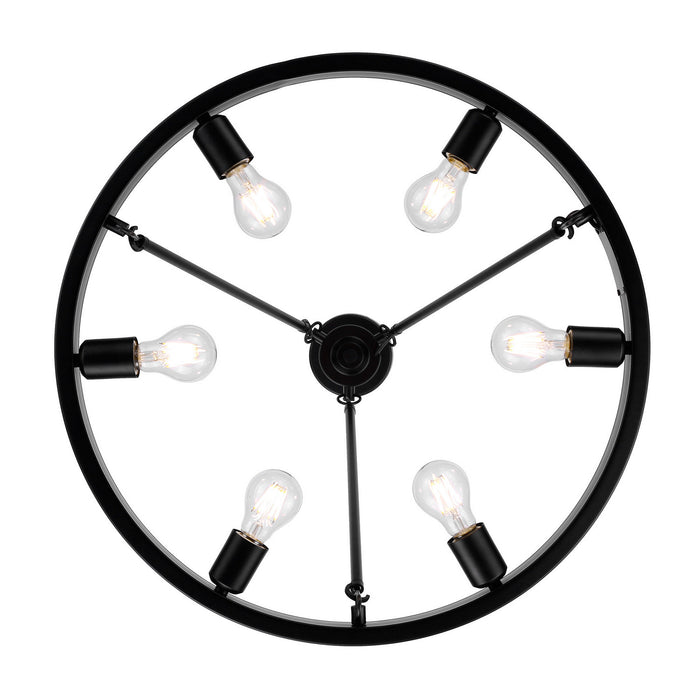 Golden 1019-6 BLK Six Light Chandelier, Matte Black