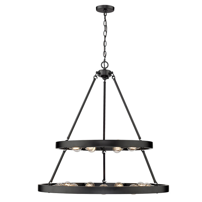 Golden 1019-69 BLK 15 Light Chandelier, Matte Black