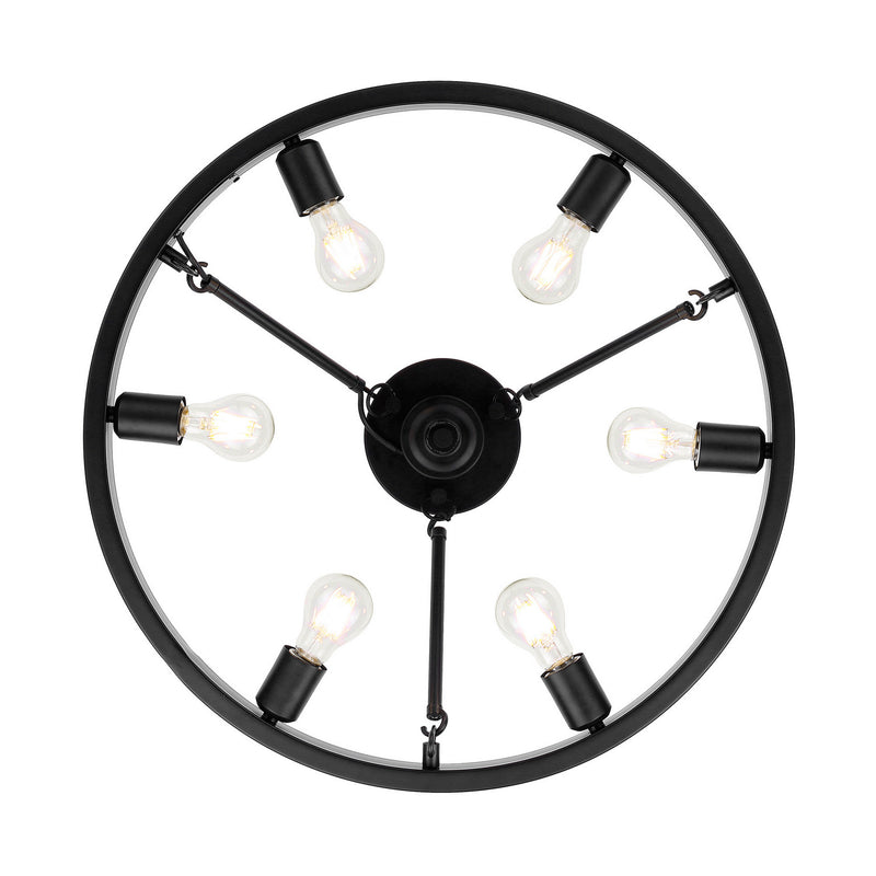 Golden 1019-6SF BLK Six Light Semi-Flush Mount, Matte Black