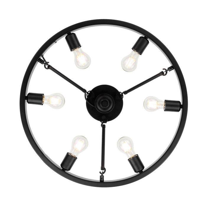Golden 1019-6SF BLK Six Light Semi-Flush Mount, Matte Black