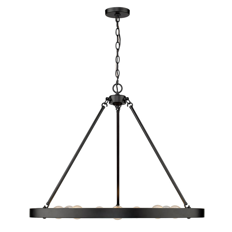 Golden 1019-9 BLK Nine Light Chandelier, Matte Black