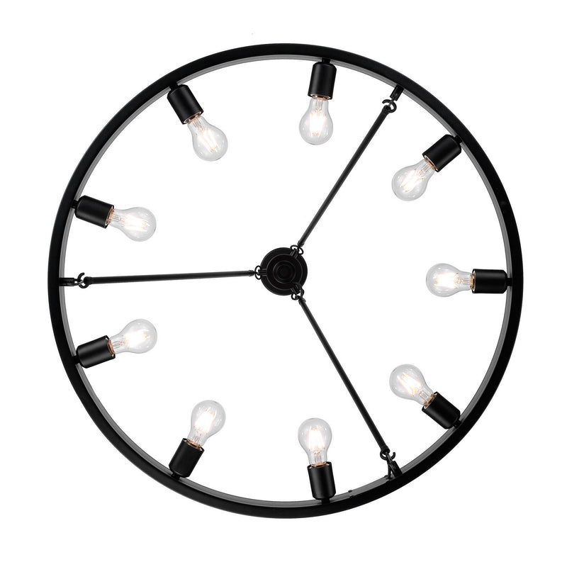 Golden 1019-9 BLK Nine Light Chandelier, Matte Black