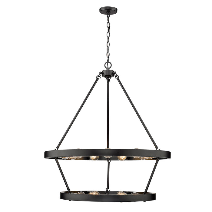 Golden 1019-96 BLK 15 Light Chandelier, Matte Black