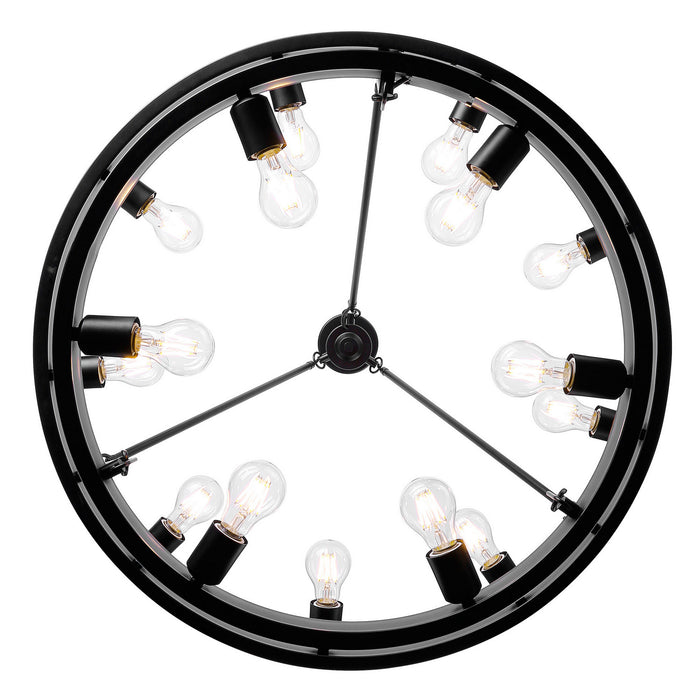 Golden 1019-96 BLK 15 Light Chandelier, Matte Black