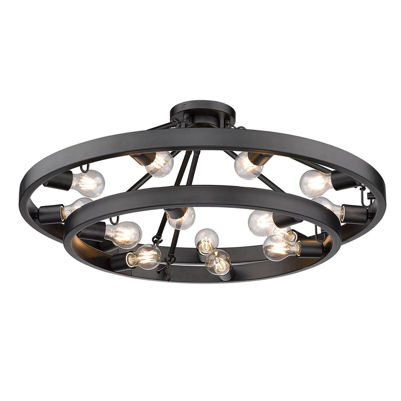 Golden 1019-96SF BLK 15 Light Semi-Flush Mount, Matte Black