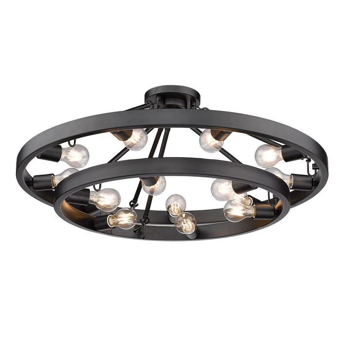 Golden 1019-96SF BLK 15 Light Semi-Flush Mount, Matte Black