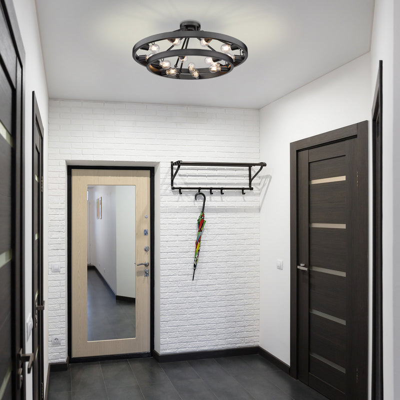 Golden 1019-96SF BLK 15 Light Semi-Flush Mount, Matte Black