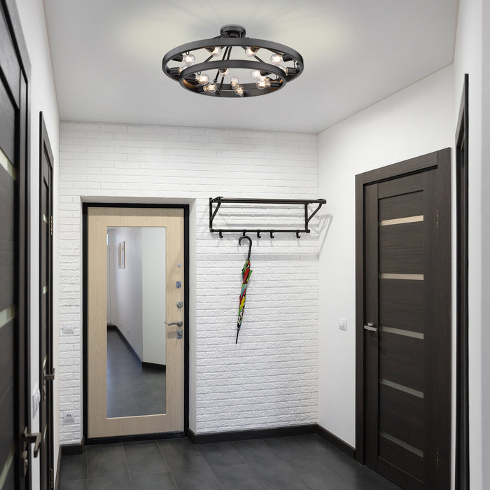 Golden 1019-96SF BLK 15 Light Semi-Flush Mount, Matte Black