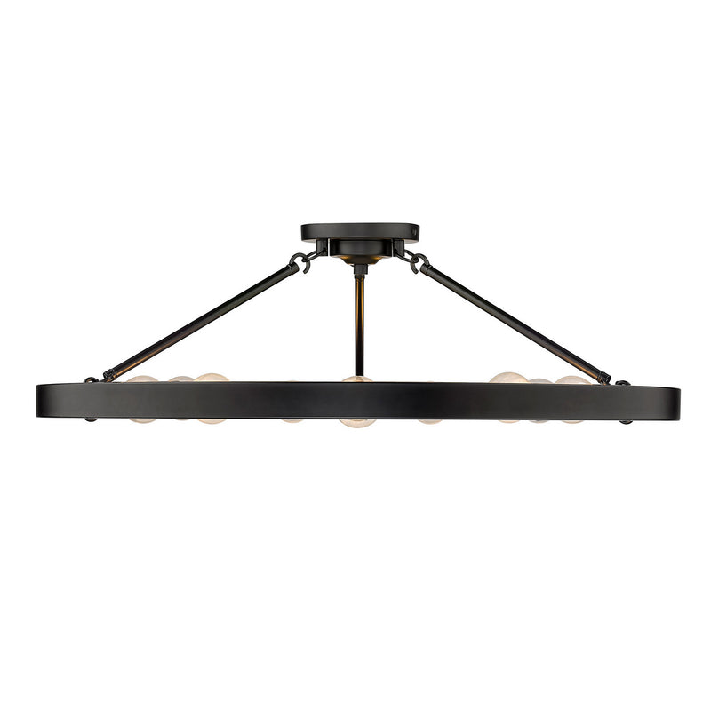 Golden 1019-9SF BLK Nine Light Semi-Flush Mount, Matte Black