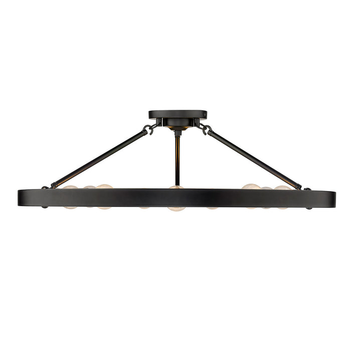 Golden 1019-9SF BLK Nine Light Semi-Flush Mount, Matte Black