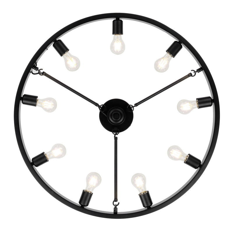 Golden 1019-9SF BLK Nine Light Semi-Flush Mount, Matte Black