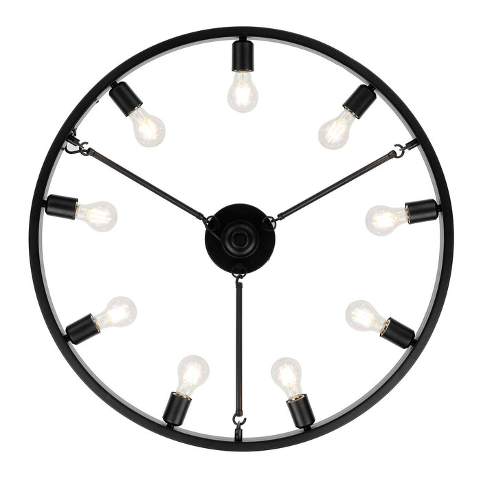 Golden 1019-9SF BLK Nine Light Semi-Flush Mount, Matte Black